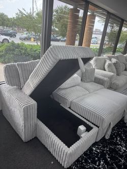 Jumbo Plush Corduroy Sofa bed w/Storage