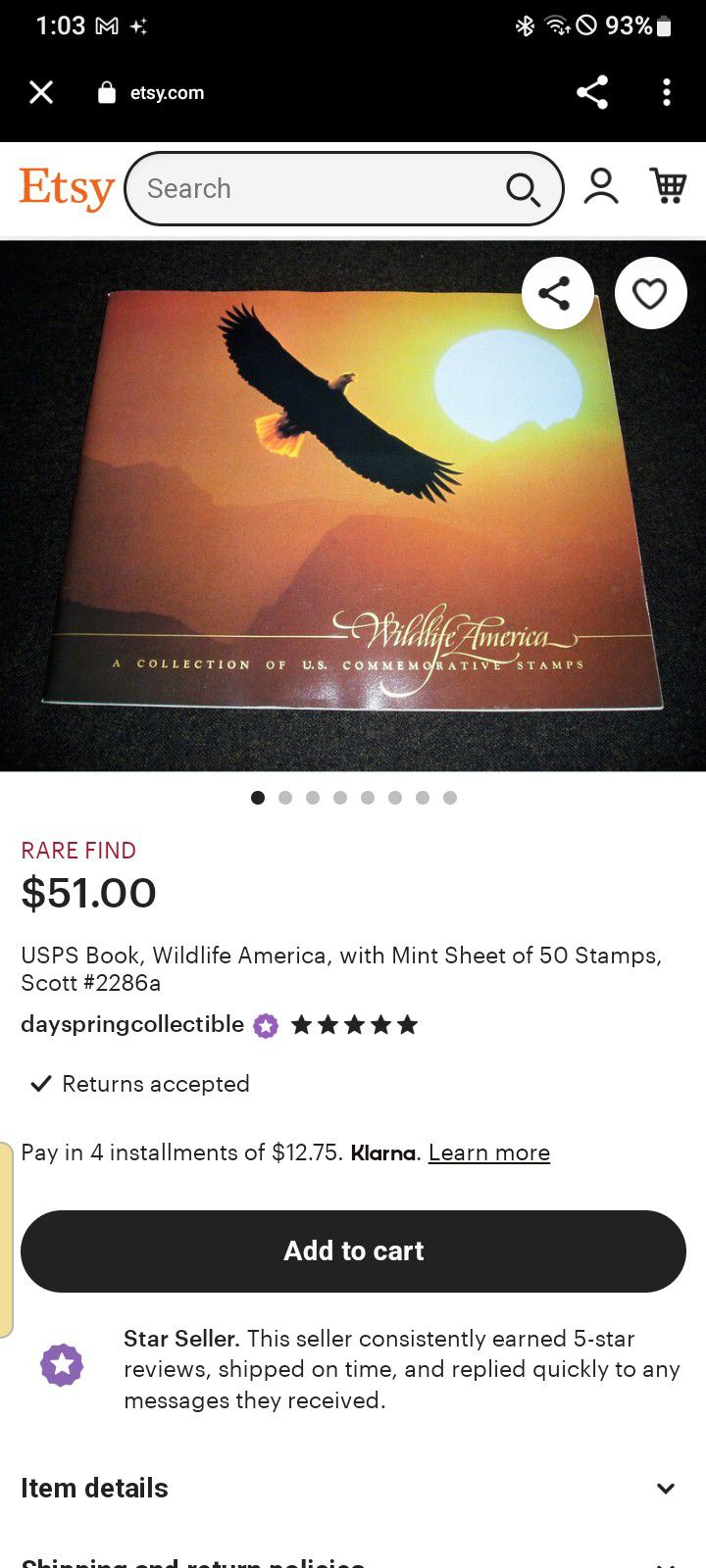 *NEW* 1987 Wildlife America US Commemorative Book & Stamps #827 vintage 22c pag
