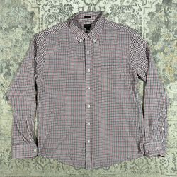 J Crew Button Down Shirt Mens Size L Red Blue Check Slim Fit  