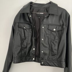 Cropped Fashion Nova Leather Jacket 