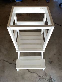 SDADI White Wooden Kitchen Helper Toddler Step Stool