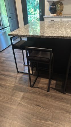 Modern Black Velvet Upholstered Counter Stools,  6 Pieces