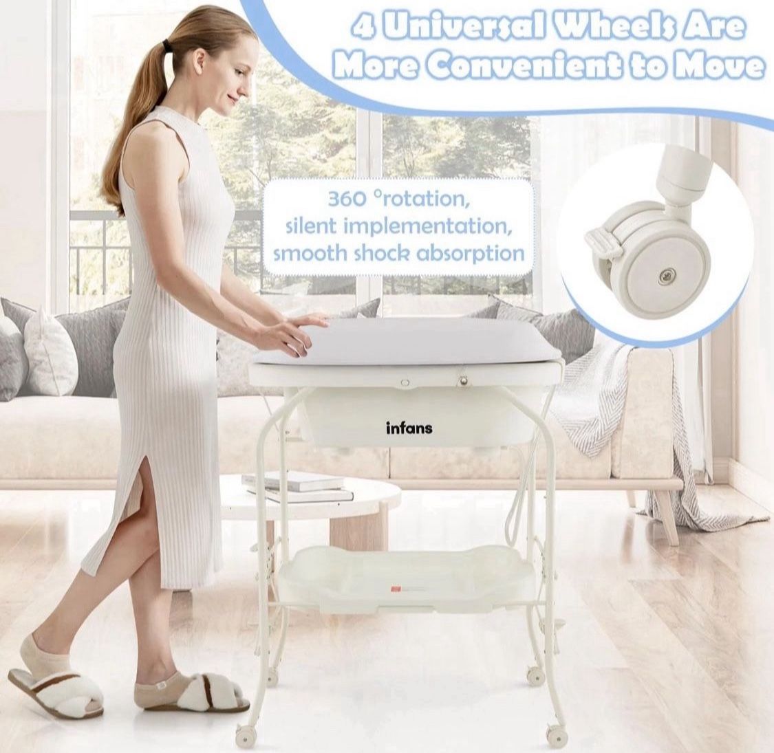 🌟$85/Send Offer🌟Baby Infant Changing Table, Bath Tub Unit, Folding Diaper Dresser Station with Wheels🌟