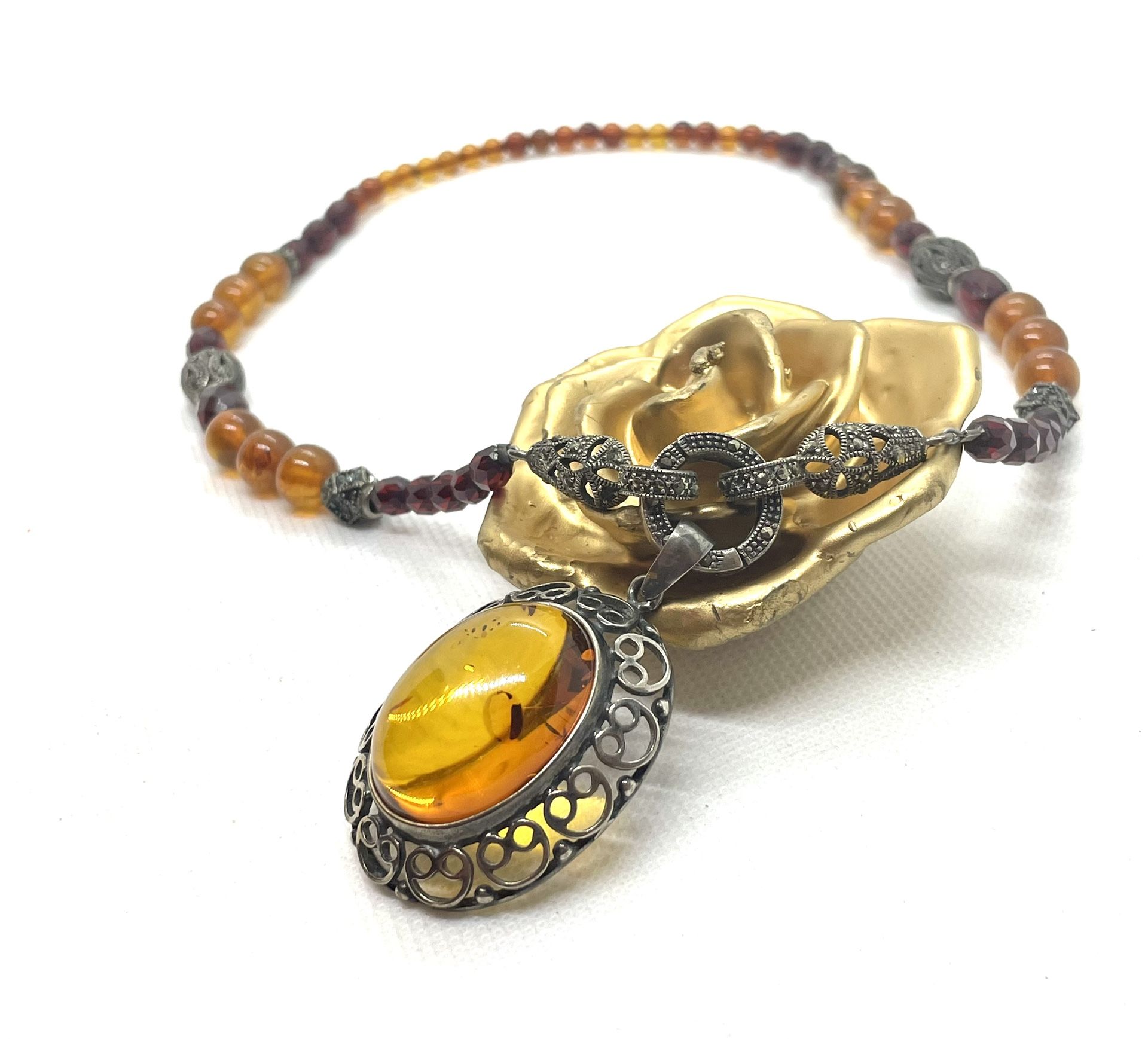 Stunning Sterling Amber Necklace
