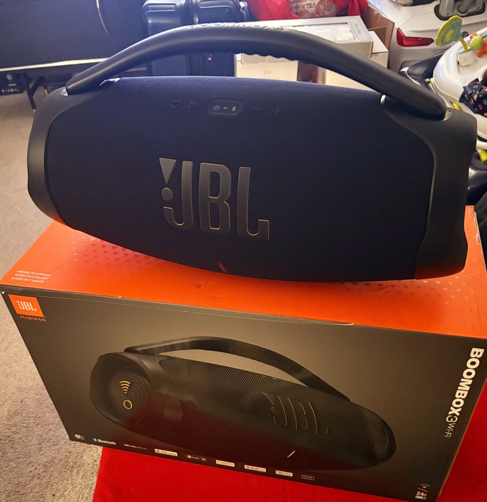 JBL Boombox 3 Wi-Fi + Bluetooth 5.3 Portable Bluetooth Speaker | Massive Bass | 24-Hour Battery | JBL Original Pro Sound