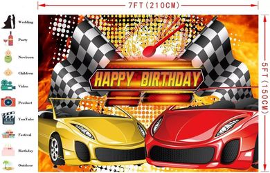 Racing Car Backdrop for Birthday Party Decorations FHZON 7x5ft Birthday Backgrou
