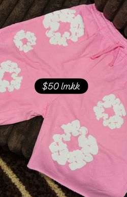 Pink Denim Tear Shorts