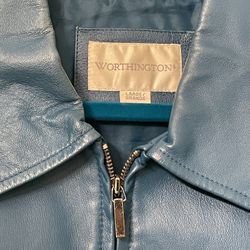  Leather Jacket, Worthington Blue Size Large Women’s