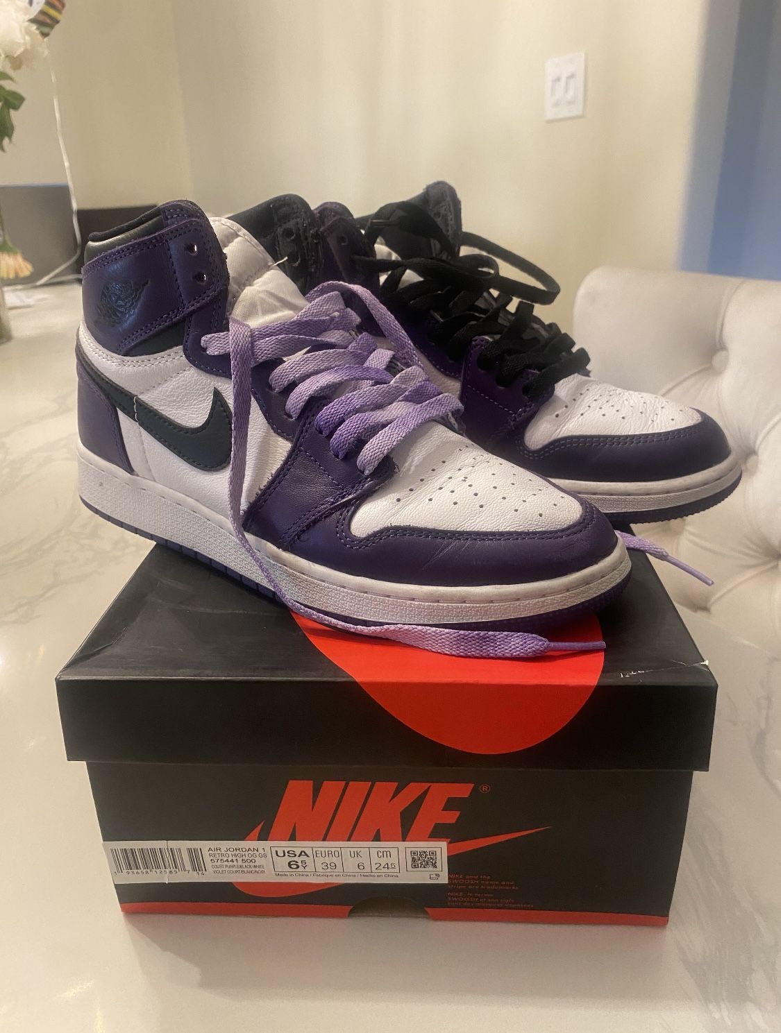 Jordan 1 Retro High Court Purple White