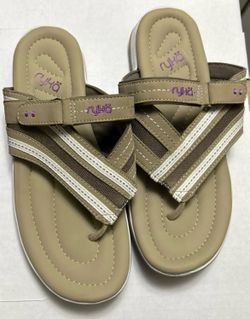 RYKA beige women’s adjustable strap sandal. 11W