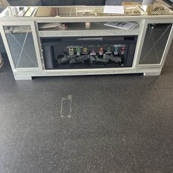 TV Stand With Fire Place And Built In Speakers 
