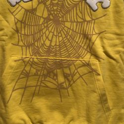 Yellow And White Sparkle Sp5der hoodie 
