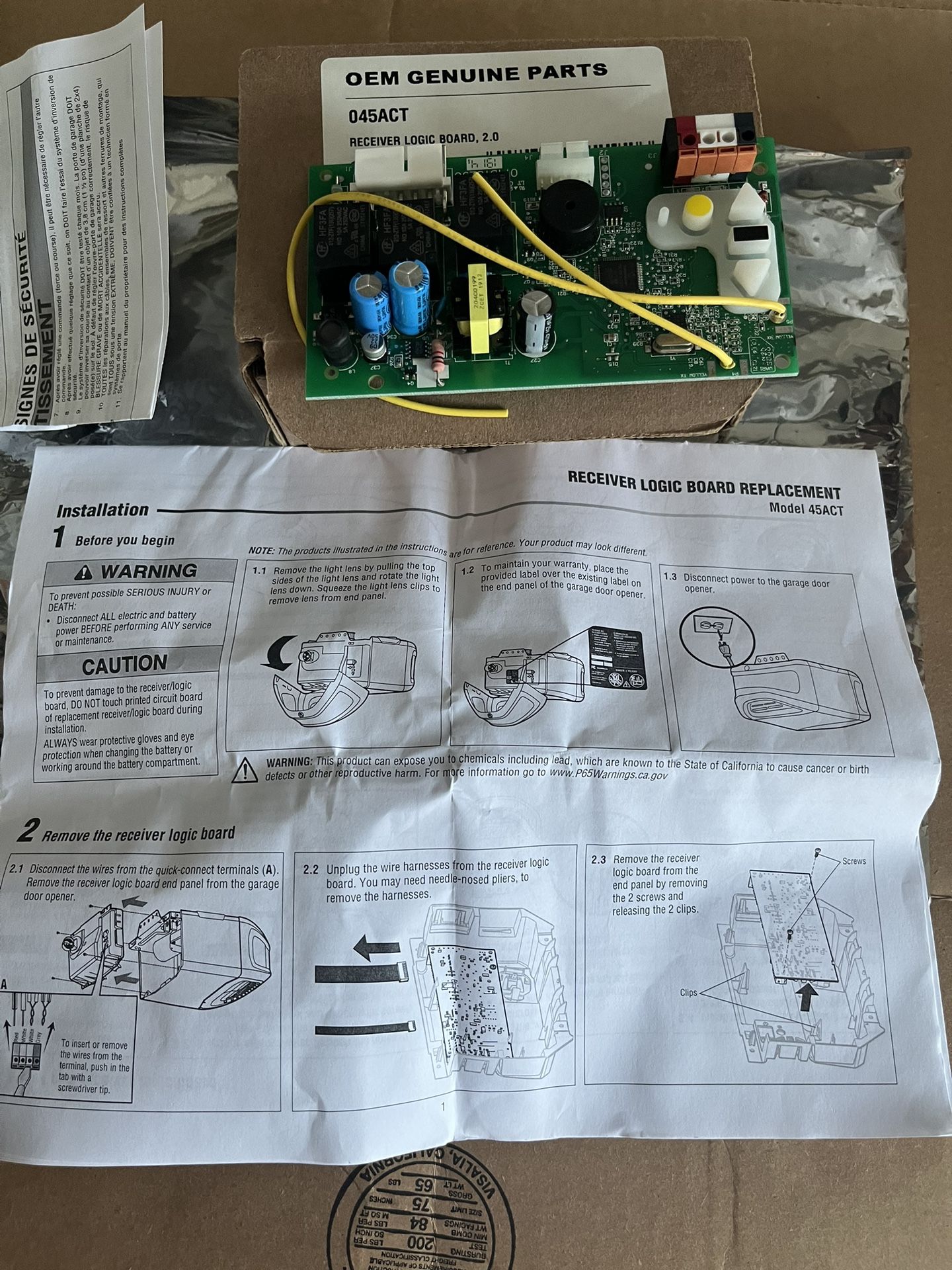 OEM Genuine Parts 045ACT Receiver Logic Board 1 Unit Garage Door Extra Replacement Kit Liftmaster Or Chamberlain