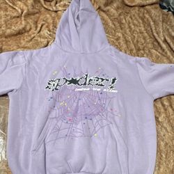 sp5der Purple Graphic Print Cotton Fleece Pullover Hoodie XL Men's