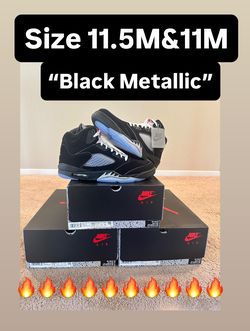 Nike Air Jordan 5 retro “Black Metallic” Size 11.5M & 11M