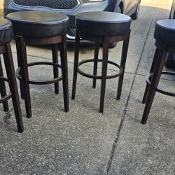 4 Stools, Bar Height Dark Brown