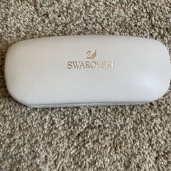 SWAROVSKI Eyeglasses Sunglasses Hard Case Felt Lined Silver White