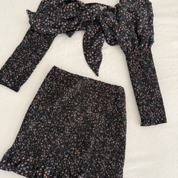 Crop Top Skirt Set 