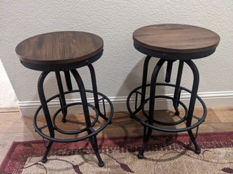 Two Tall Adjustable Swivel Bar Stools
