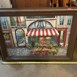 Oil Painting Flower Shop Framed Signed J. Burnett