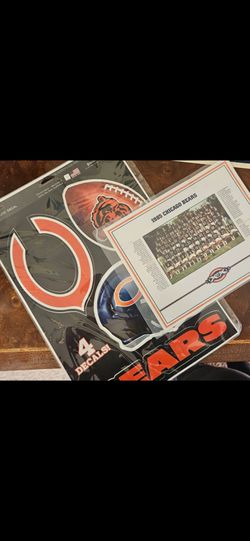 NFL, CHICAGO BEARS: New (×4) Decal stickers & 1985 Team photo, firm.