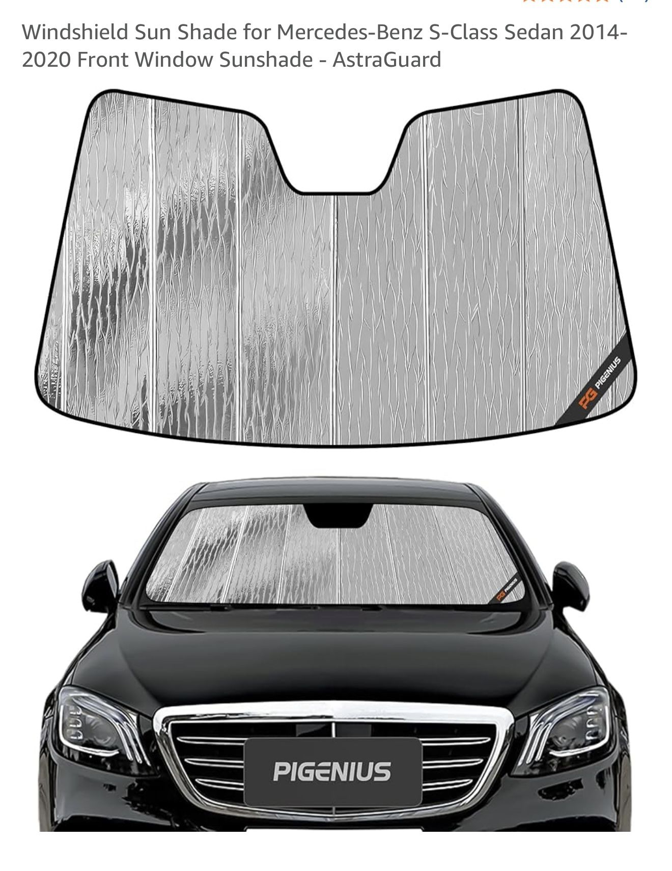 Windshield Sun Shade for Mercedes-Benz S-Class Sedan 2014- 2020 Front Window Sunshade - AstraGuard (2296)
