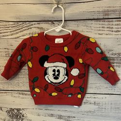 Disney Red Mickey Mouse Christmas Sweater size 3-6 months 