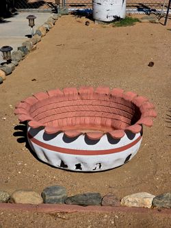 Tire plant planters.