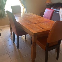 FREE Pine Dining Table with 4 Parson Chairs-Must Pick Up Today, Sunday, May 5th