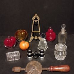 Collectibles Lot 11 Items Glass Brass Antique Tool