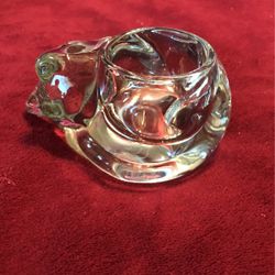 Heavy Glass Cat Volt Candle Holder