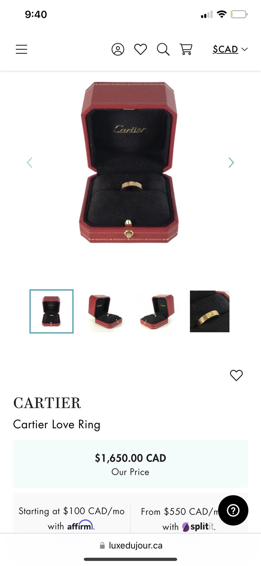 Cartier Love Ring $700 OBO