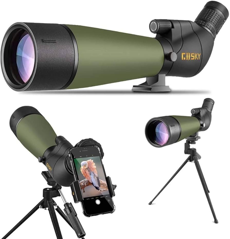 Gosky Updated 20-60x80 Spotting Scopes with Tripod, Carrying Bag and Quick Phone Holder - BAK4 High Definition Waterproof Spotter Scope for Bird Watch