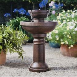 New in box Cordless tiered outdoor rechargable fountain for garden/pool/deck/patio/Florida room