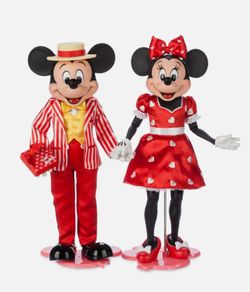 12" Mickey Mouse and Minnie Mouse Valentine's Day Limited Edition Doll Set New