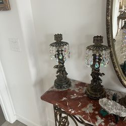 Vintage Crystal Candle Holders 1960s