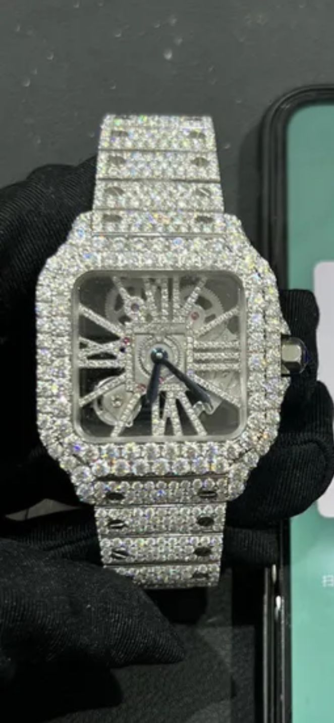 Moissanite Skeleton Cartier Watch