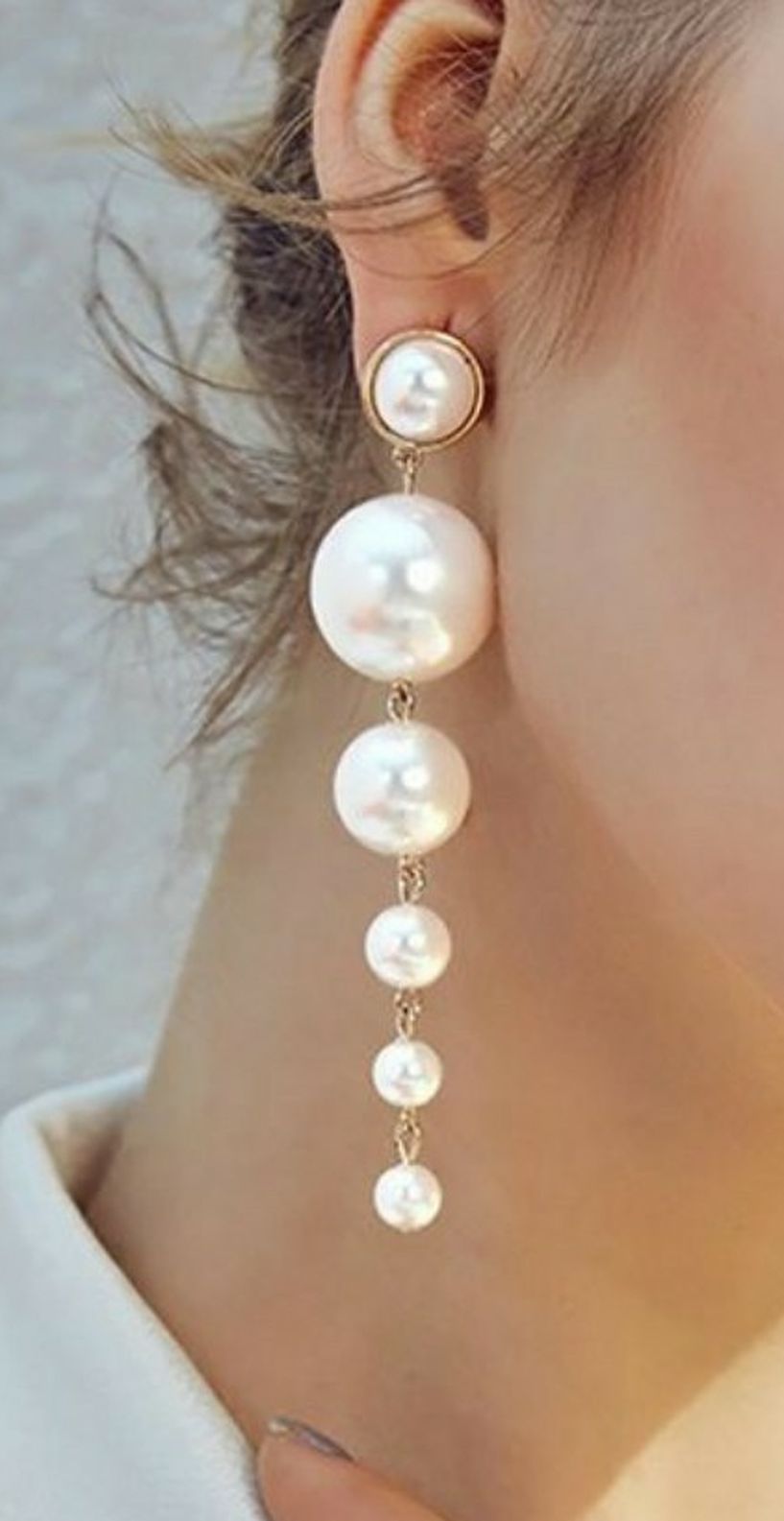 Trendy Elegant Created Big Pearl String Long Earrings Statement Dangle Earring Lady Wedding Accessories Party Gift
