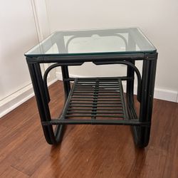 Vintage Black Bamboo Side Tables 
