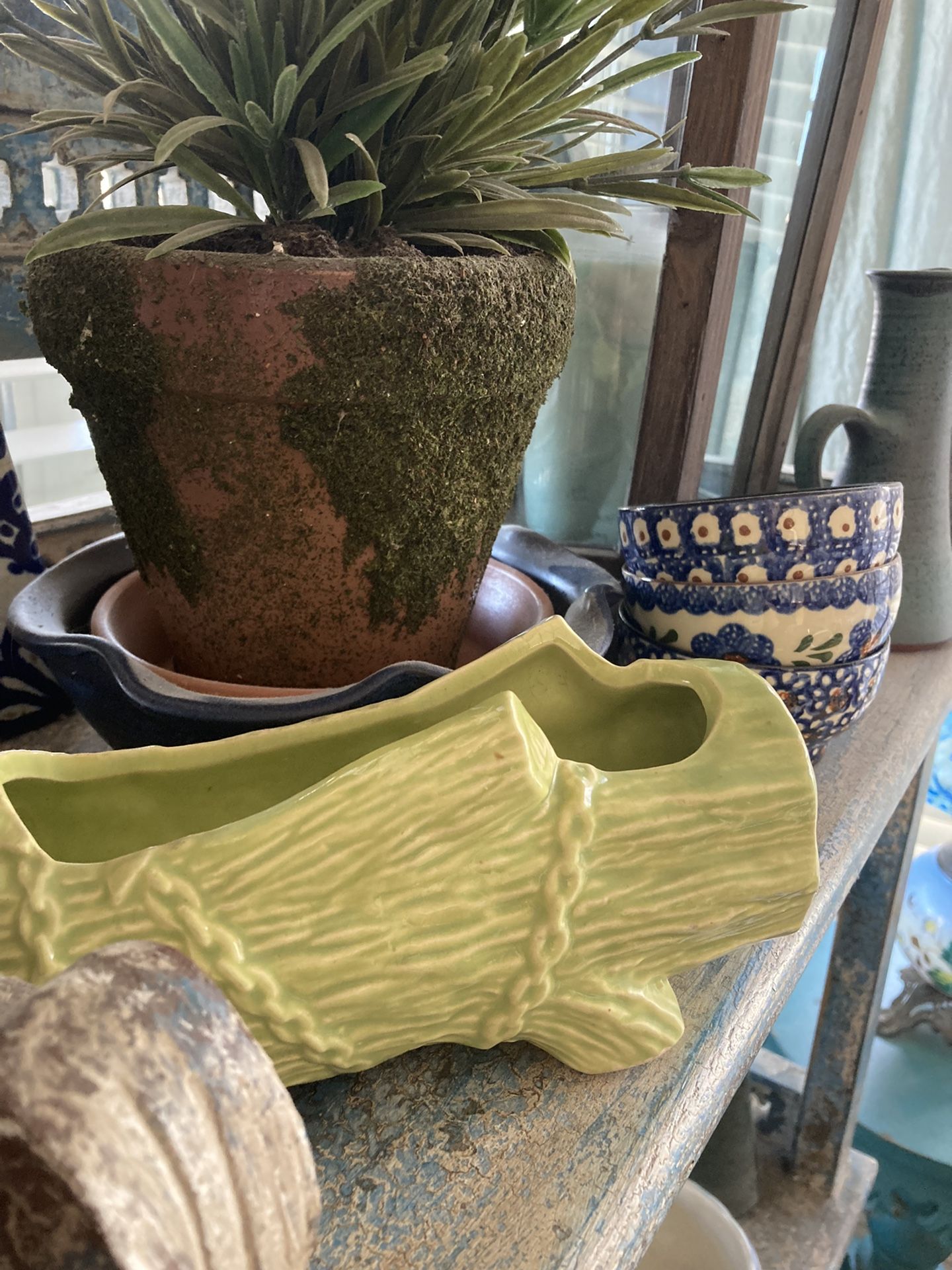 Cute Small Bamboo Look Green Succulent  Planter 