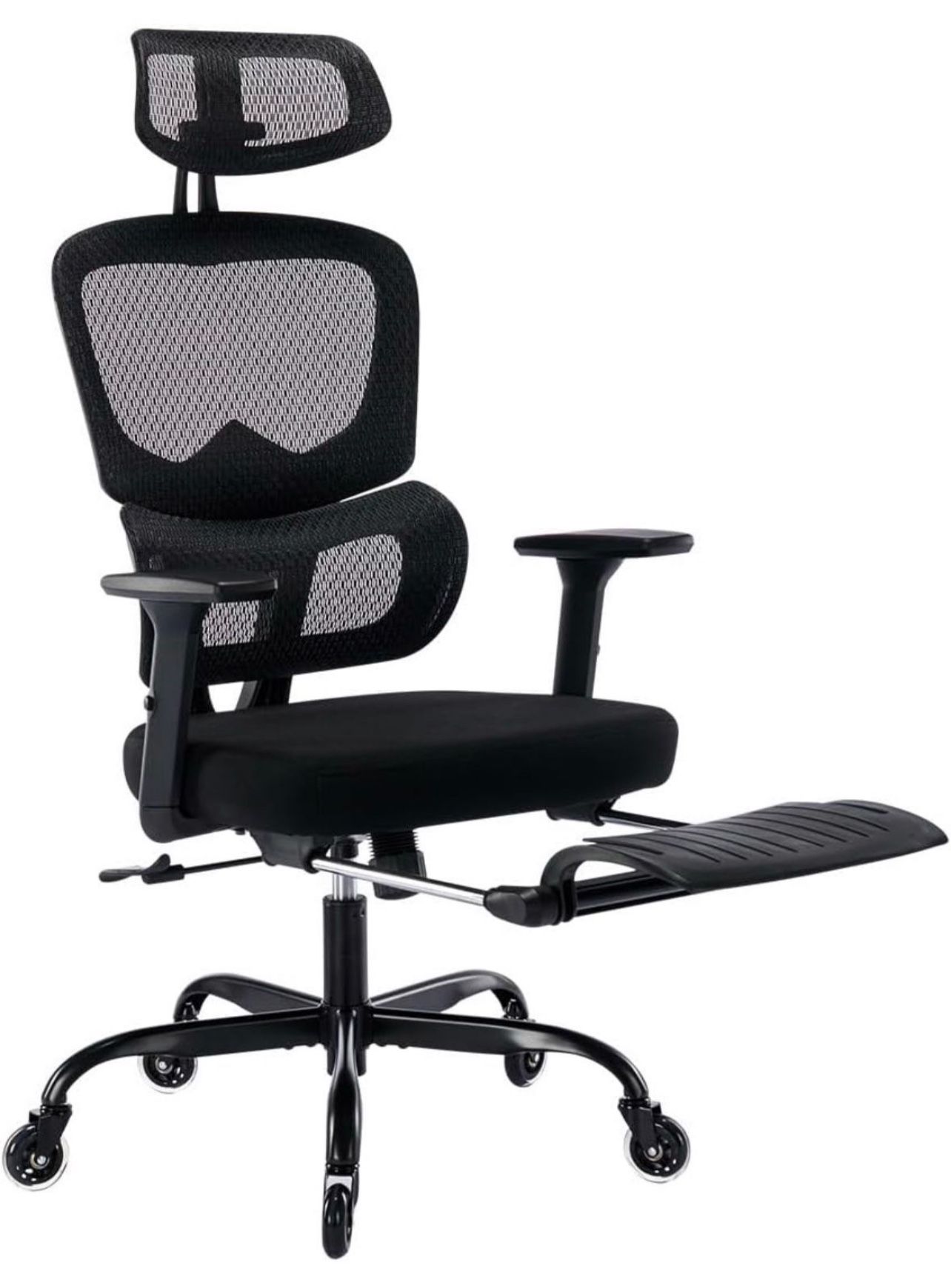 Office Chair with Foot Rest, Desk Chair Rubber Wheels Ergonomic