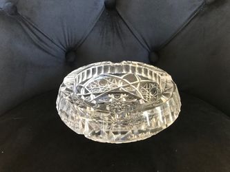 Vintage Cut Glass Ashtray 6”