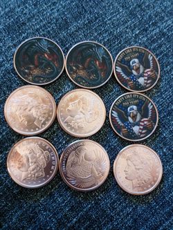 Lot of 9 Novelty Copper Coins