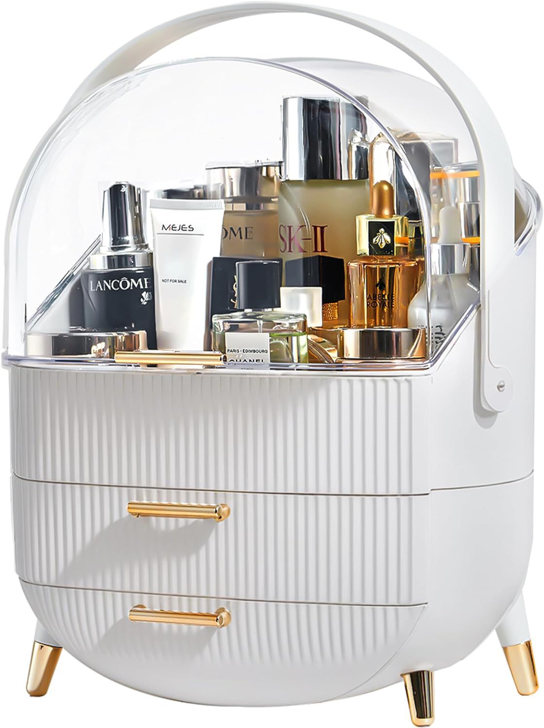 Makeup Storage Organizer, [Large & High Capacity] 2-Layer Storage Box and Transparent Cover Cosmetics Display Case, Bedroom Vanity Desk, Bathroom, Cou