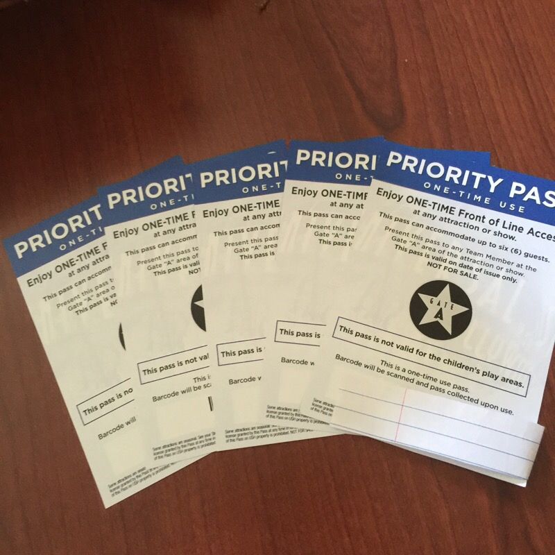 Universal Studios Hollywood Priority Passes (5 PASSES) Gate "A" Front Of Line