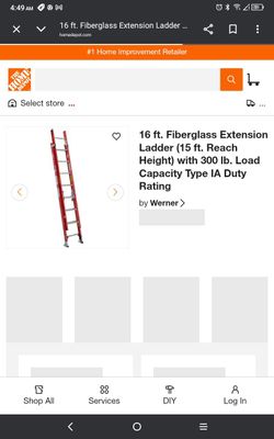 16ft extension ladder ( fiberglass)