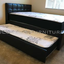 Full/Twin Expresso Trundle Beds w. Orthopedic Mattresses Included 