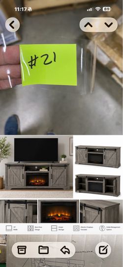 Farmhouse TV Stand with Electric Fireplace