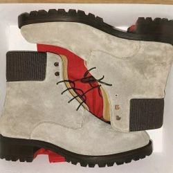 Mens Christian Louboutin Boots Sz 43 Grey Suede Red Bottoms