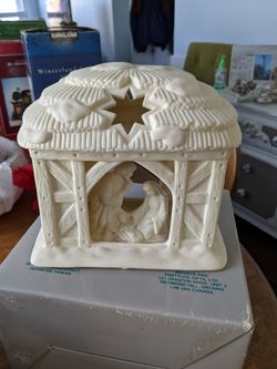 Ceramic Nativity Manger Christmas Ornament